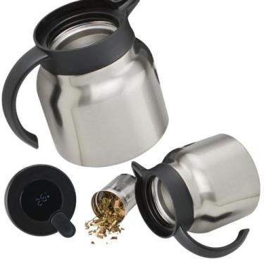 Imagem de Chaleira Térmica Inox 750ml Com Display LED Para Infusão Chá Ervas Esp