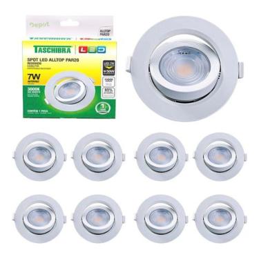 Imagem de Kit 10 Spot De Led Embutir 7W Luminária Teto Redondo Móvel Par20 3000K