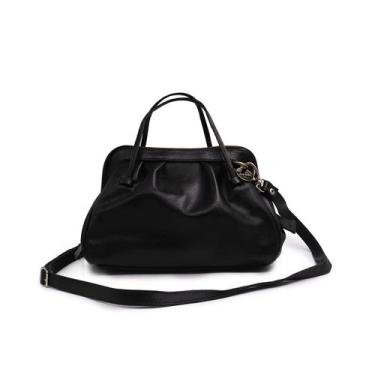 Imagem de Bolsa feminina de couro transversal preta Bianca - Bolsa de couro tran