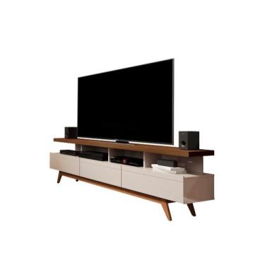Imagem de Rack Sala TV 50 55 60 65 Polegadas Off White Freijo Vivare Wood 1,80  