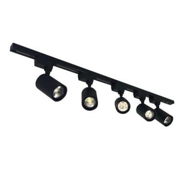 Imagem de Kit Trilho Eletrificado 2m + 5 Spot Led 7w Preto 6000K - CTB DELIS