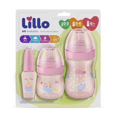 Imagem de Kit 3 Mamadeira Lillo Evolution Primeiros Passos 50/150/240ml Bico de 