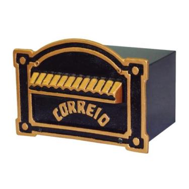 Imagem de Caixa de Correio Para Cartas Dallas Ouro Detras 20x25x12cm - Metal Mig
