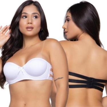 Imagem de Kit 2 Sutiã Frente Única Feminino sem alça Reforçado 3 Tiras Com Bojo 