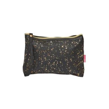 Imagem de Necessaire Qualis Preta Com Detalhes Em Dourado NS2384