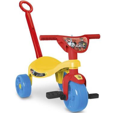 Imagem de Triciclo Infantil Com Haste Passeio Com Pedal Super Heróis Brinquedo -