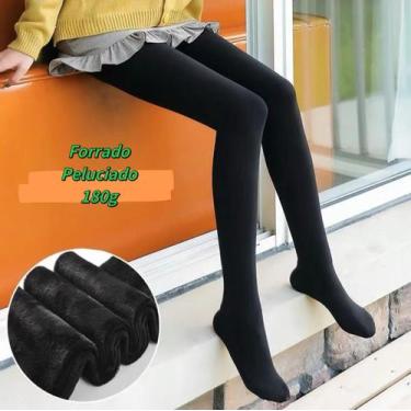 Imagem de Meia-Calça Térmica Preto Quente Grossa Forrada Peluciada de lã Inverno