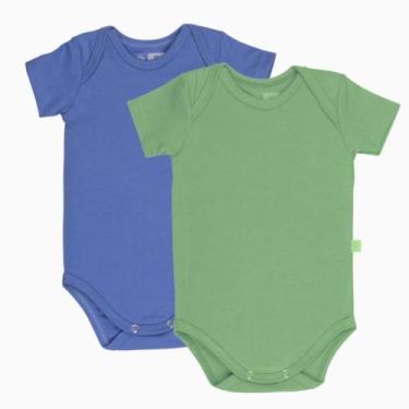Imagem de Kit 2 Body Infantil Manga Curta Roupa de Bebe - Nido, Azul chá, Verde,