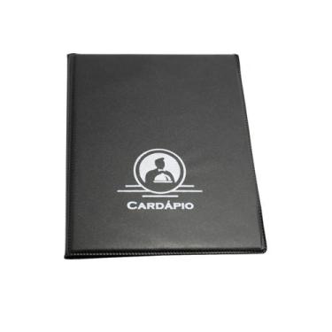 Imagem de 4 Pastas Cardápio Preta Com 4 Bolsas Restaurante Bar Pizza - ACP