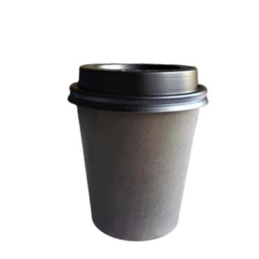 Imagem de Copo Papel Preto Biodegradável com Tampa Preta 200 Ml 100 Unidades - H