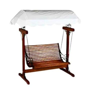 Imagem de Banco Balanço de Madeira Alumínio com Toldo Jardim Varanda Piscina Áre