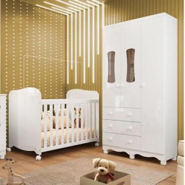 Imagem de Quarto de Bebê com Guarda Roupas 3 Portas 3 Gavetas e Berço Espresso M