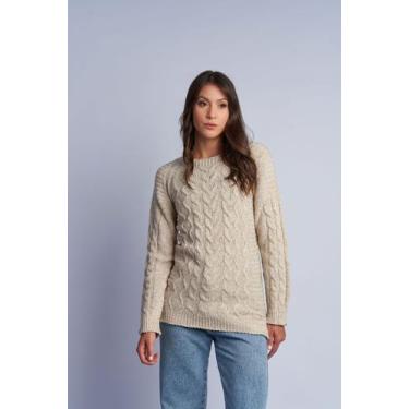 Imagem de Blusa feminina tricot fenda lateral- mimo malhas 1119, Linho papiro, P