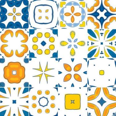 Imagem de Adesivo de Azulejo - Ladrilho Hidráulico - 10cm x 10cm - 16un - 374Azp