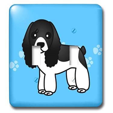 Imagem de 3dRose Lsp_15349_2 Cocker Spaniel azul bonito preto e branco com estampas de patas, interruptor duplo