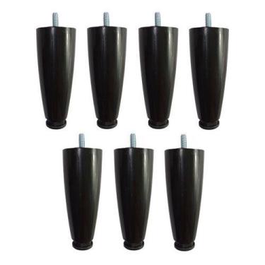 Imagem de Kit 7 Pés Para Cama Box ou Baú Juvene Preto 12cm Com Regulagem - Zoe &