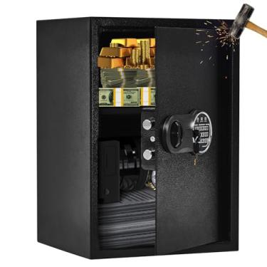 Imagem de KIMORE Cofre de segurança de 4 metros cúbicos com trava de teclado digital, 40 x 35 x 30 cm cofre de aço com forro interno e kit de parafusos, documentos seguros, joias