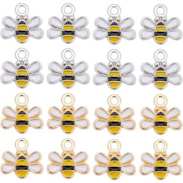 Imagem de SUNNYCLUE 1 caixa, 80 peças, pingentes de abelha esmaltados, pingentes de abelha, liga de mel, ouro amarelo, metal, abelhas, berloques, suprimentos para fazer joias, artesanato, colar, pulseira,