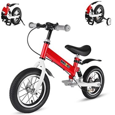 Imagem de bikeboy Bicicleta de equilíbrio 3 em 1, o uso duplo de uma bicicleta de equilíbrio infantil e bicicleta infantil, 12 14 polegadas para 2-6 anos de idade, com amortecedores, para-lamas, pedais, rodas