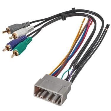 Imagem de Suporte de lã vermelha compatível com Chrysler/Dodge/Jeep 2002-2007 Aftermarket Rádio estéreo Instale Amplificador AMP Intergration Wire Harness RCA Plug para conectar cabo OEM