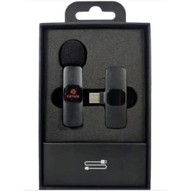 Imagem de Microfone de Lapela Sem Fio Portátil para iPhone, 2,4Ghz, Recarregável, Conexão USB, Omni-Direcional, 20-30 metros de Alcance