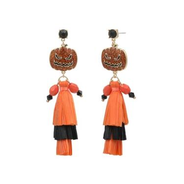 Imagem de Madison Tyler Brinco feminino de Halloween | Brincos de caveira abóbora chapéu de bruxa crânio fantasma veneno | Brincos de festa de Halloween, joias hipoalergênicas, Zinco, Strass