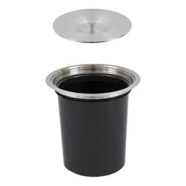 Imagem de Lixeira De Embutir Redonda - 7 Litros -  Com Tampa De Inox - Delinia, 