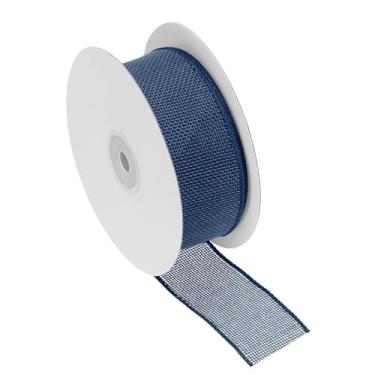 Imagem de PATIKIL Fita de tecido de serapilheira, fita decorativa com fio de serapilheira para arcos grandes, decoração de árvore de guirlanda de Natal, azul marinho