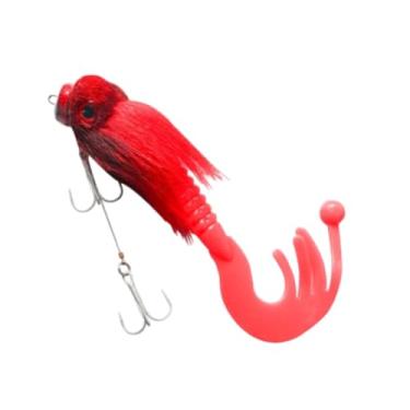 Imagem de menolana Isca de pesca artificial para rato de água salgada peludo prático profissional 3D presente para homens barco de pesca em alto mar suprimentos de pesca, Vermelho