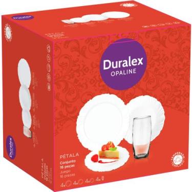 Imagem de Aparelho de Jantar com Copos Duralex Opaline Pétala, 16 Peças, Vidro -