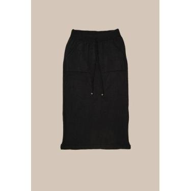Imagem de Saia Midi Tricot Feminina - Michele Tricot, P, Preto
