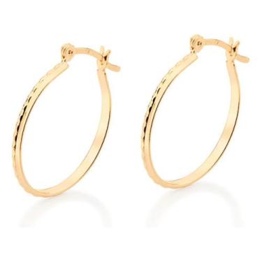 Imagem de Brinco Rommanel Argola Fina Trabalhada Folheado Ouro 524371, Branco, u