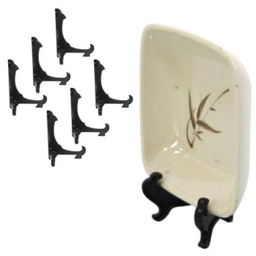 Imagem de Kit Com 6 Peças Suporte Para Pratos e Azulejos Preto 10cm - AC