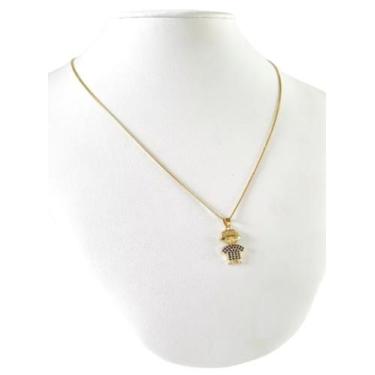 Imagem de Cordão Feminino 1mm Menino Cravejado - Banhado a Ouro 18k - ToJoia18k