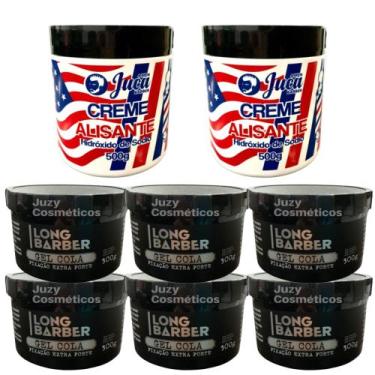 Imagem de Kit 2 Alisante Americano 500g Juca + 6 Gel Long Barber 300g - Juca Men