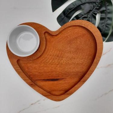 Imagem de Petisqueira Coração Gamela De Madeira Maciça Frios Aperitivos - Ligna 