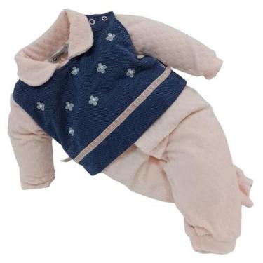 Imagem de Macacão Longo Luxo Bebê Menina Finta Blusa Zafielo Ref 526 , Coral, RN