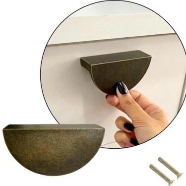 Imagem de 12 Puxador de Gaveta Armário Colonial Meia Lua Ouro Velho - Compras Fá