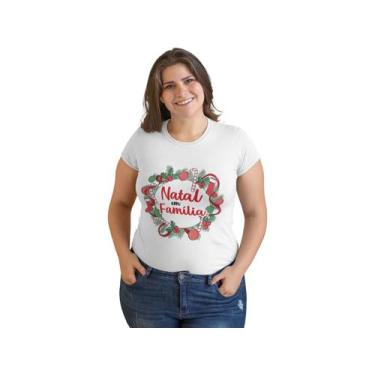 Imagem de Camiseta Feminina Natal em Família Ano Novo Festa Fim de Ano Branca - 