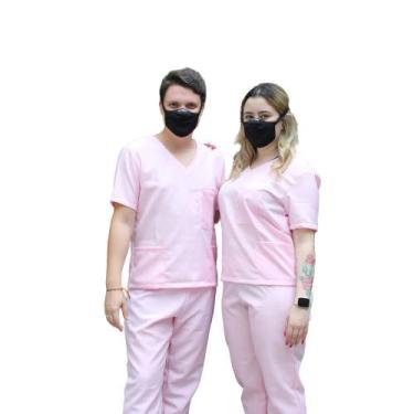 Imagem de Pijama Cirúrgico Conjunto Hospitalar -Unissex-Oxford Rosa M - Lollyn