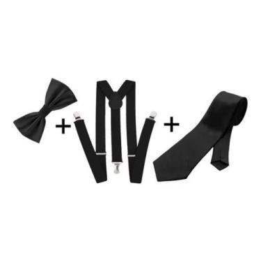 Imagem de Kit Suspensório + Gravata Borboleta + Gravata Slim Fit Adt Ref 244/247