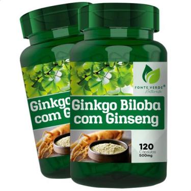 Imagem de 2 Potes Ginkgo Biloba + Ginseng Kit 240 Cáps - Fonte Verde