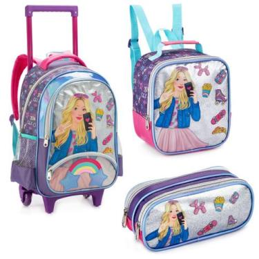 Imagem de Conjunto 3 Peças Escola Personagem Feminina Mochila + Lancheira Térmic