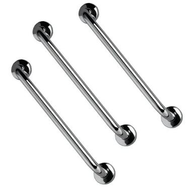 Imagem de Barra de Apoio 60cm Inox Kit 3 unidades Idoso Banheiro Box Deficiente 