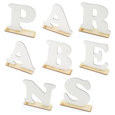 Imagem de Letreiro Parabens Provençal Linha Premium - Mdf Branco - Modernarte, P