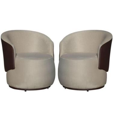 Imagem de Kit 02 Poltronas Decorativa Beatriz Confortáveis Tecido Suede Mesclado