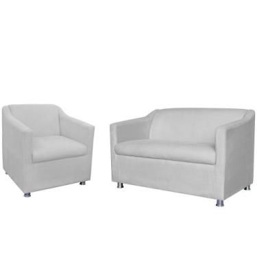 Imagem de Combo 01 Namoradeira mais 01 Poltrona Decorativa Tilla Pés Cromados Su