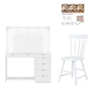 Imagem de Penteadeira Ditália 7 Gavetas c/Cadeira + kit luz PE-50