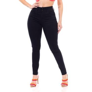 Imagem de Calça feminina clássica skinny cigarrete básica - Black Jeans, Preto, 