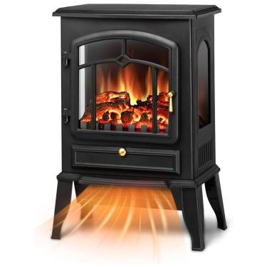 Imagem de Lareira Elétrica Portátil com Chamas Realista, Design Retrô e Termostato, 110V 1500W, Xbeauty, Preta